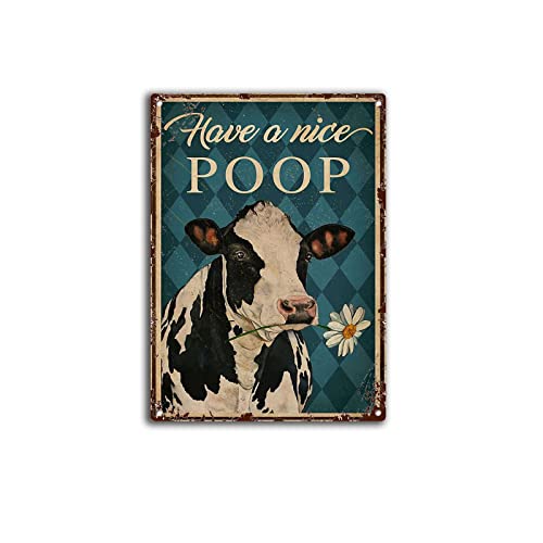 Vintage "Have A Nice Poop", Kuh-Poster, Metall, Aluminium, 20,3 x 15,2 cm, Wanddekoration von AXHNG