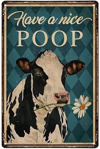 Vintage Have A Nice Poop Cow Shop Coffee Poster Metall Aluminium Blechschild 20,3 x 15,2 cm Wanddekoration von AXHNG
