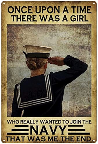 Vintage Navy Once Upon A Time There was A Girl Who Really Wanted To Join The Navy Cafe Poster Metall Aluminium Blechschild 20,3 x 30,5 cm Wanddekoration von AXHNG