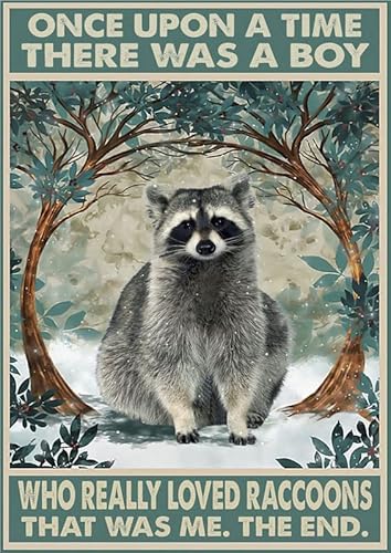 Vintage Once Upon A Time There was A Boy Who Really Loved Raccoons Poster Metall Aluminium Blechschild 20,3 x 30,5 cm Wanddekoration von AXHNG