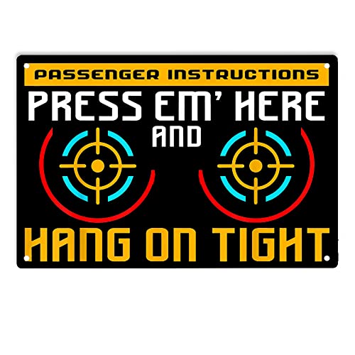 Vintage Passenger Instructions Press'Em Here and Hang On Tight Passenger Instructions Poster Metall Aluminium Blechschild 20,3 x 30,5 cm Wanddekoration von AXHNG