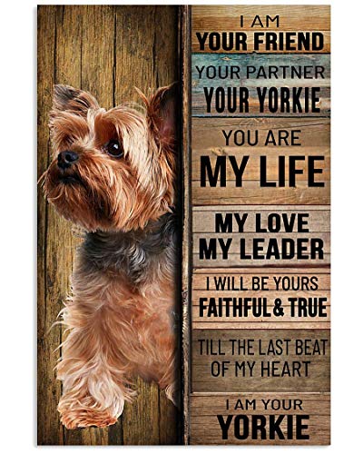Vintage Yorkshire Tierrier Dog I Am Your Partner Your Yorkie Poster Metall Aluminium Blechschild 20,3 x 15,2 cm Wanddekoration von AXHNG