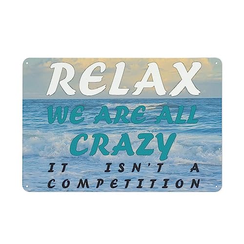 Vintage sarkastische Arbeit Einzelhandel Boss Mitarbeiter Kollegen Relax We are All Crazy Hippie Party Poster Metall Aluminium Blechschild 20,3 x 15,2 cm Wanddekoration von AXHNG