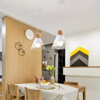 Axhup - 2 Stück Industriell Kronleuchter E27 Kreativer Moderner in Badmintonform Pendelleuchten Deckenlampen aus Eisen und Holz für Wohnzimmer, von AXHUP