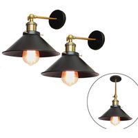 2 Stück Wandleuchte im Vintage-Stil, Industri 240° Verstellbare Wandlampe, Wandstrahler Licht mit Ø22cm Lampenschirm für Wohnzimmer Schlafzimmer von AXHUP