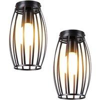 Axhup - 2er Deckenleuchte, 1 Flammig Deckenlampe mit Ø15cm Drahtkäfig, Industraille Stil Edison Licht E27 Fassung für Wohnzimmer Esszimmer (Schwarz) von AXHUP