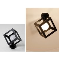 2er Deckenleuchte Vintage Deckenlampe mit Käfig Antik Semi-Flush Mount Würfel Form Licht E27 Lampenfassung für Esszimmer Schlafzimmer Loft (Schwarz) von AXHUP