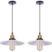 Axhup - 2er Pendelleuchte Weiß Hängelampe mit Ø26cm Lampenschirm Kronleuchter Art Edison Lampe E27 Fassung für Loft Wohnzimmer Esszimmer von AXHUP