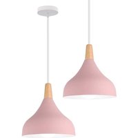 2er Pendelleuchte, 1 Flammig Hängeleuchte im Moderne Stil, Kronleuchter mit Ø20cm Lampenschirm für Wohnzimmer Schlafzimmer Esszimmer (Rosa) von AXHUP