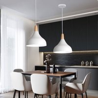 2er Pendelleuchte, 1 Flammig Hängeleuchte im Moderne Stil, Kronleuchter mit Ø20cm Lampenschirm für Wohnzimmer Schlafzimmer Esszimmer (Weiß) von AXHUP