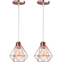 Axhup - 2er Pendelleuchte, Kronleuchter im Industri Stil, Antik Hängelampe mit Ø16cm Mini Diamant-Form Käfig E27 Halter für Wohnzimmer Schlafzimmer von AXHUP