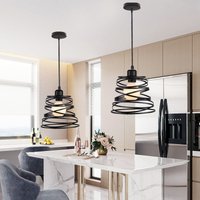 Axhup - 2er Pendelleuchte Federform, Moderner Hängelampe aus Metall, Kreative Kronleuchter mit Ø20cm Käfig für Wohnzimmer Esszimmer Restaurant Bar von AXHUP