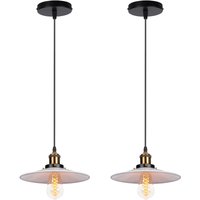 Axhup - 2er Pendelleuchte Weiß Hängelampe mit Ø22cm Lampenschirm Kronleuchter Art Edison Lampe E27 Fassung für Loft Wohnzimmer Esszimmer von AXHUP