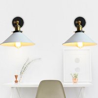 Wandleuchte Innen Set of 2, 240° Verstellbare Wandlampe im Industri Stile, Wandstrahler Licht mit Ø22cm Lampenschirm für Wohnzimmer Schlafzimmer von AXHUP