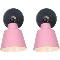 2er Wandleuchte Holz, Moderne Wandlampe Innen mit Metall Lampenschirm, Wandstrahler Art Licht Decor für Wohnzimmer Schlafzimmer (Rosa) von AXHUP