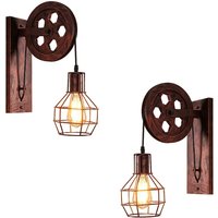 2er Wandleuchte Innen, Vintage Wandlampe mit Eisen Käfig, Wall Beleutung im Stil Industrial für Wohnzimmer Schlafzimmer - Roter Rost von AXHUP