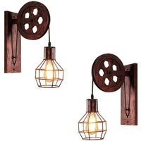 2er Wandleuchte Innen, Vintage Wandlampe mit Eisen Käfig, Wall Beleutung im Stil Industrial für Wohnzimmer Schlafzimmer - Roter Rost 2er Wandleuchte Innen, Vintage Wandlampe mit Eisen Käfig, Wall Beleutung im Stil Industrial für Wohnzimmer Schlafzimmer - Roter Rost von AXHUP