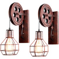 2er Wandleuchte Innen, Vintage Wandlampe mit Eisen Käfig, Wall Beleutung im Stil Industrial für Wohnzimmer Schlafzimmer - Roter Rost von AXHUP