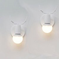 2er Wandleuchte Kreative, Moderne Geweih Form Wandlampe, Wandstrahler Licht aus Metall E27 Fassung für Schlafzimmer Wohnzimmer Treppen (Weiß) von AXHUP