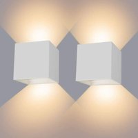 2er led Wandlampen, 12W Aluminium Wandbeleuchtung Innen, Einstellbarer Lichtstrahl, Quadratische Lampe für Wohnzimmer Schlafzimmer (Weiß, Warmweiß) von AXHUP