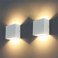 2er led Wandlampen, 6W Aluminium Wandbeleuchtung Innen, Einstellbarer Lichtstrahl, Quadratische Lampe für Wohnzimmer Schlafzimmer (Weiß, Warmweiß) von AXHUP