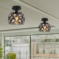 Axhup - 2x Deckenleuchte Moderne Stil Deckenlampe mit Ø26cm Kristall Lampenschirm Semi-Flush Mount Art Licht E27 Fassung für Flur Esszimmer von AXHUP