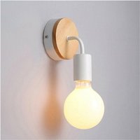 Axhup - 2x Innen Wandlampes Metall Hölzern E27 Wandleuchte Industrial Leuchte für Schlafzimmer Wohnzimmer Badezimmer - Weiß von AXHUP