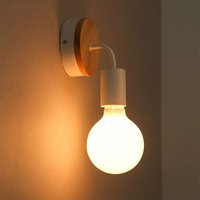 2x Innen Wandleuchte Metall Hölzern Wandlampe E27 Industrial Badezimmer-Lampe für Schlafzimmer Badezimmer Korridor Weiß von AXHUP