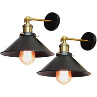 2x Metall Hotel Wandleuchte Industrial Retro Wandlampe Edison-Stil E27 Deckenlampe 22CM + 240° Drehung Schwarz & Antikes Messing von AXHUP