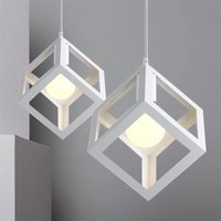 Axhup - 2x Moderne Kronleuchter Metall Lüster in Quadratischer Hänge-Leuchte Deckenlampe für Schlafzimmer Wohnzimmer Restaurant Weiß von AXHUP
