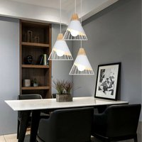 3 Stück Hängelampen für Wohnzimmer Industriell in Badmintonform Pendelleuchten aus Eisen und Holz Deckenlampen Lampenschirm E27 für Esszimmer von AXHUP