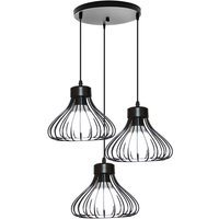 3-flammige Käfig Hänge-Leuchte Deckenlampe Industrial Moderne Lüster Edison E27 Metall Leuchte mit Verstellbarem Seil Pendelleuchte für Küche von AXHUP