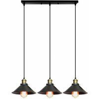 3-flammige Kronleuchter Industrial Edison-Design Pendelleuchte Metall E27 Ø22cm Deckenlampe für Schlafzimmer Küche Esszimmer Schwarz & Antikes Messing von AXHUP