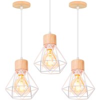 3er Pendelleuchte, Kronleuchter im Industri Stil, Antik Hängelampe mit Ø16cm Mini Diamant-Form Käfig E27 Halter für Wohnzimmer Schlafzimmer Esszimmer von AXHUP
