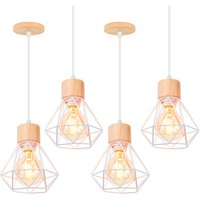 4er Pendelleuchte, Kronleuchter im Industri Stil, Antik Hängelampe mit Ø16cm Mini Diamant-Form Käfig E27 Halter für Wohnzimmer Schlafzimmer Esszimmer von AXHUP