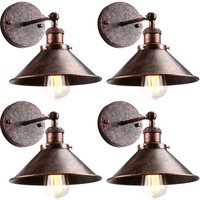 4er Wandleuchte, Vintage Industrielle Wandlampe aus Metall mit Ø22cm Lampenschirm für Schlafzimmer Wohnzimmer Esszimmer (Roter Rost) von AXHUP