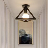 Deckenleuchte Vintage Deckenlampe mit Käfig Antik Semi-Flush Mount Dreieck Form Licht E27 Lampenfassung für Esszimmer Schlafzimmer Loft (Schwarz) von AXHUP