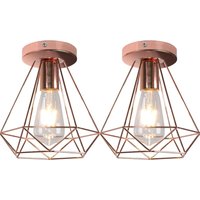 Axhup - 2er Deckenleuchte Vintage Industri Diamant Deckenlampe mit Ø20cm Käfig Semi-Flush Mount Eisen Licht E27 Lampenfassung für Esszimmer von AXHUP