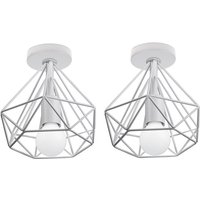 Axhup - 2er Deckleuchte Diamant Käfig Vintage Industriell Stil Deckenlampe Innen Eisen Lampe E27 Fassung für Wohnzimmer Schlafzimmer Flur (Weiß) von AXHUP