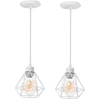 Axhup - 2er Pendelleuchte, Kronleuchter im Industri Stil, Antik Hängelampe mit Ø16cm Mini Diamant-Form Käfig E27 Halter für Wohnzimmer Schlafzimmer von AXHUP