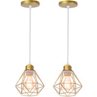 Axhup - 2er Pendelleuchte, Kronleuchter im Industri Stil, Antik Hängelampe mit Ø16cm Mini Diamant-Form Käfig E27 Halter für Wohnzimmer Schlafzimmer von AXHUP