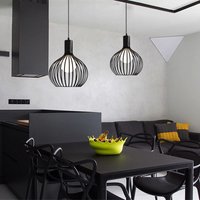 Axhup - 2er Pendelleuchte 1 Flammig Hängelampe im Industri Stil Kronleuchter mit Ø20cm Kürbis Käfig aus MetAlles für Wohnzimmer Esszimmer (Schwarz) von AXHUP