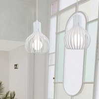 Axhup - 2er Pendelleuchte 1 Flammig Hängelampe im Industri Stil Kronleuchter mit Ø20cm Kürbis Käfig aus MetAlles für Wohnzimmer Esszimmer (Weiß) von AXHUP
