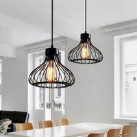 Axhup - 2er Pendelleuchte Ø23cm Kürbis Form Hängelampe im Industri Stil Kronleuchter mit Käfig aus MetAlles E27 Halter für Wohnzimmer Esszimmer von AXHUP