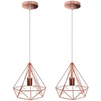Axhup - 2er Pendelleuchte Ø25cm Diamant Form Hängelampe, Industri Stil Kronleuchter mit Metall Käfig E27 Fassung für Wohnzimmer Schlafzimmer von AXHUP