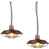 Axhup - 2er Pendelleuchte Vintage Industri Hängelampe mit Ø26cm Metallkäfig Kronleuchter E27 Edison Lampe Loft Esszimmer Schlafzimmer (Rost) von AXHUP