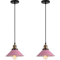2er Pendelleuchte Vintage Kronleuchter mit Ø22cm Metall Lampenschirm Hängelampe Edison Art Lampe für Esszimmer Wohnzimmer Restaurant (Rosa) von AXHUP