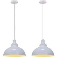 2er Pendelleuchte Vintage Kuppel Hängelampe Industrielle Hängelampe mit Ø29cm Lampenschirm Edison für Loft Bar Wohnzimmer Esszimmer (Weiß) von AXHUP