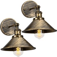 Axhup - 2er Wandleuchte, Vintage Industrielle Wandlampe aus Metall mit Ø22cm Lampenschirm für Schlafzimmer Wohnzimmer Esszimmer (Bronze) von AXHUP