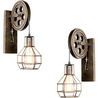 2er Wandleuchte Innen, Vintage Wandlampe mit Eisen Käfig, Wall Beleutung im Stil Industrial für Wohnzimmer Schlafzimmer - Bronze von AXHUP